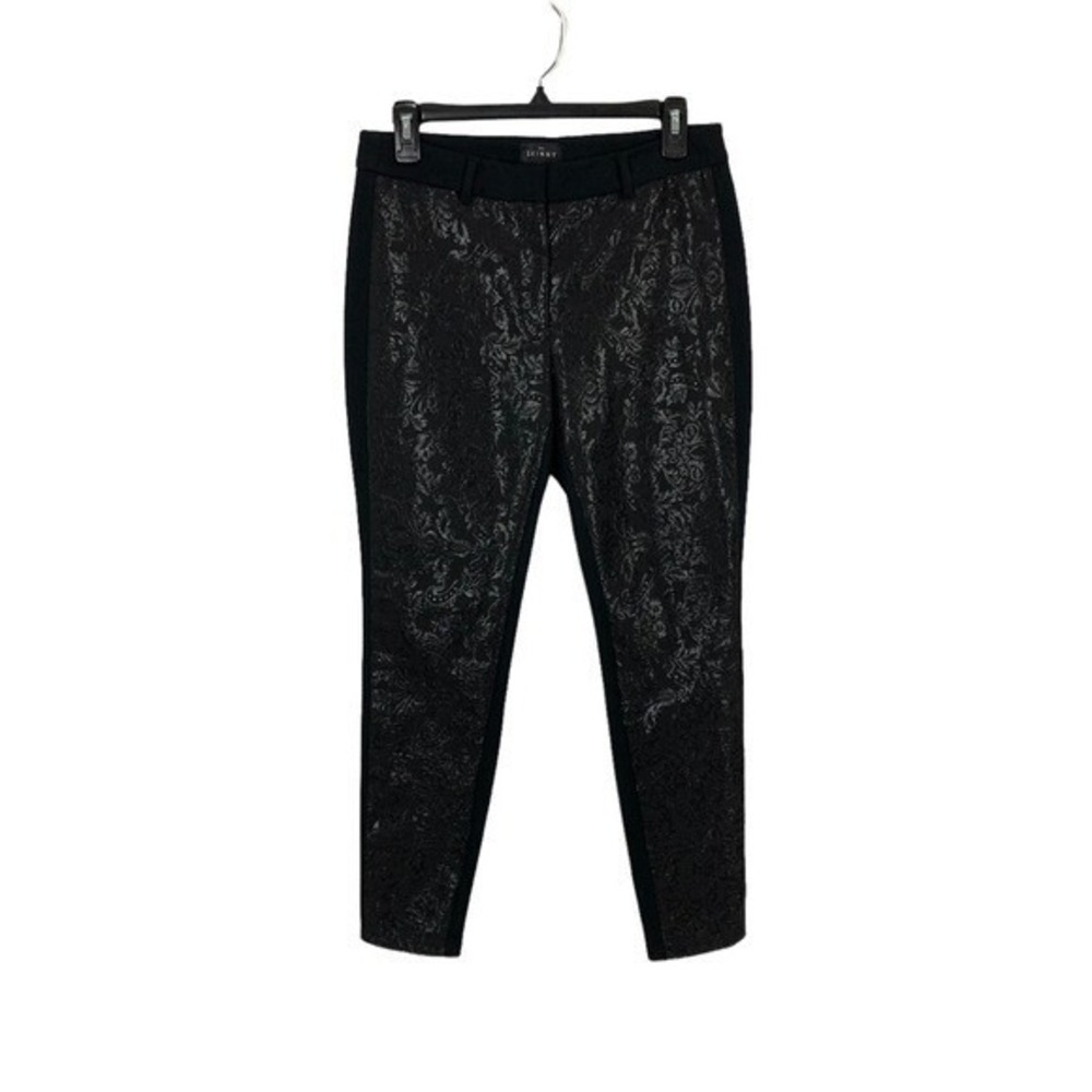 White House Black Market Pants 4 Black Skinny Stretch Textured Sleek Fit‎
